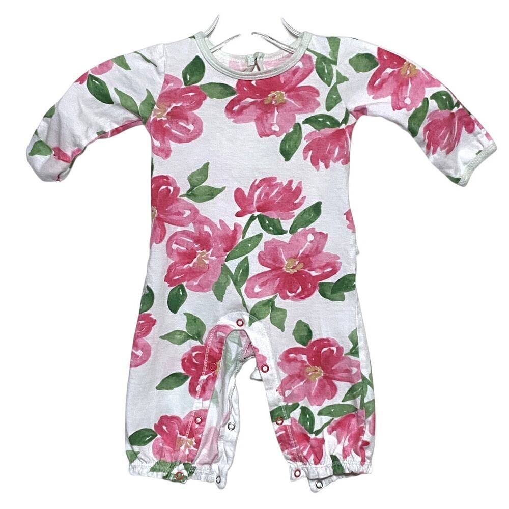 Burts Bees Baby 0-3M Floral Romper One Piece Organic Cotton Spring Summer Ruffle